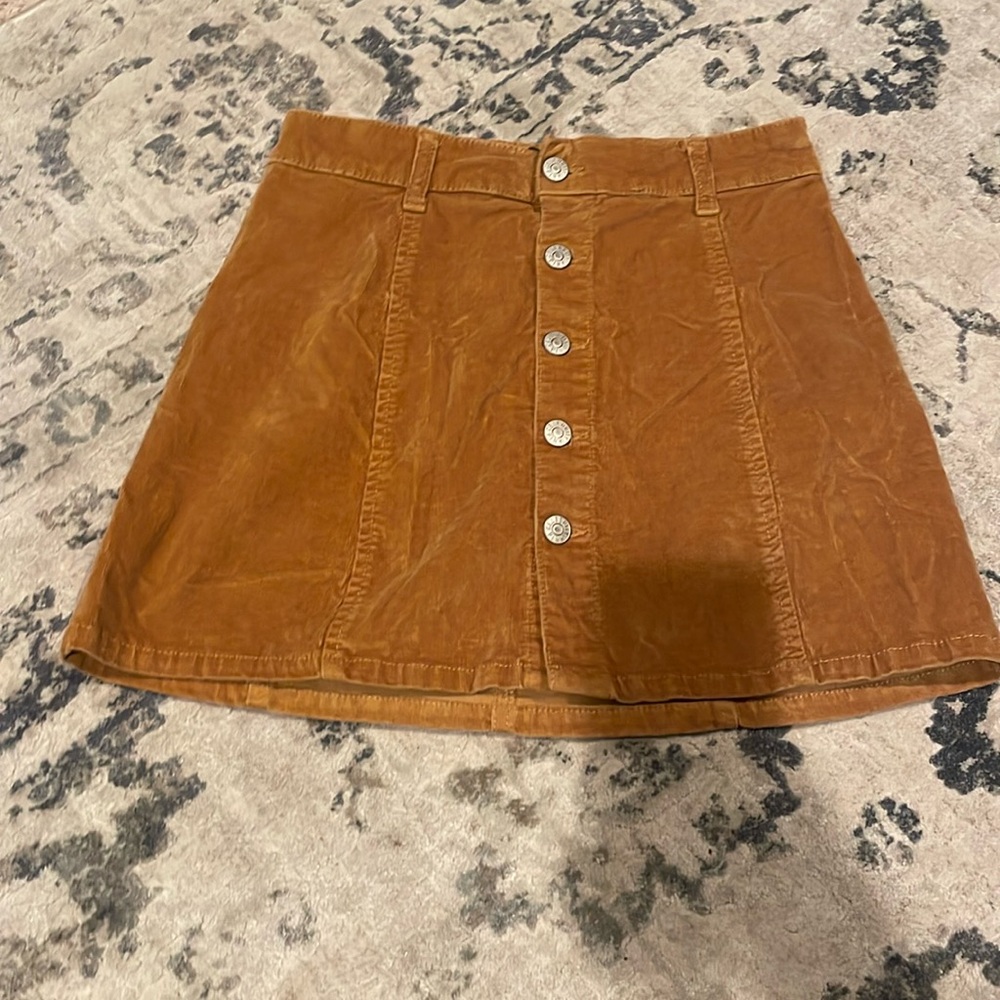 mustard denim mini skirt